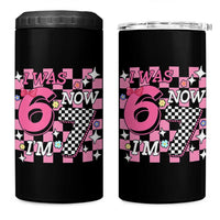 Pink Checkered I Was 6 Now I Am 7 4 in 1 Can Cooler Tumbler Girl Birthday Gift - Wonder Print Shop