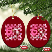 Pink Checkered I Was 6 Now I Am 7 Ceramic Ornament Girl Birthday Gift - Wonder Print Shop