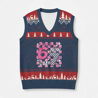 Pink Checkered I Was 6 Now I Am 7 V-Neck Knit Sweater Vest Girl Birthday Gift - Wonder Print Shop