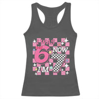 Pink Checkered I Was 6 Now I Am 7 Racerback Tank Top Girl Birthday Gift - Wonder Print Shop