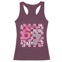 Pink Checkered I Was 6 Now I Am 7 Racerback Tank Top Girl Birthday Gift - Wonder Print Shop