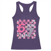 Pink Checkered I Was 6 Now I Am 7 Racerback Tank Top Girl Birthday Gift - Wonder Print Shop