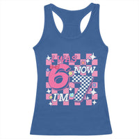 Pink Checkered I Was 6 Now I Am 7 Racerback Tank Top Girl Birthday Gift - Wonder Print Shop
