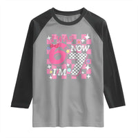 Pink Checkered I Was 6 Now I Am 7 Raglan Shirt Girl Birthday Gift - Wonder Print Shop