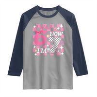 Pink Checkered I Was 6 Now I Am 7 Raglan Shirt Girl Birthday Gift - Wonder Print Shop