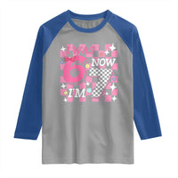 Pink Checkered I Was 6 Now I Am 7 Raglan Shirt Girl Birthday Gift - Wonder Print Shop