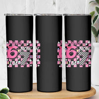 Pink Checkered I Was 6 Now I Am 7 Skinny Tumbler Girl Birthday Gift - Wonder Print Shop