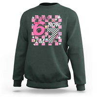 Pink Checkered I Was 6 Now I Am 7 Sweatshirt Girl Birthday Gift - Wonder Print Shop