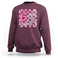 Pink Checkered I Was 6 Now I Am 7 Sweatshirt Girl Birthday Gift - Wonder Print Shop