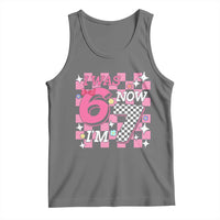 Pink Checkered I Was 6 Now I Am 7 Tank Top Girl Birthday Gift - Wonder Print Shop