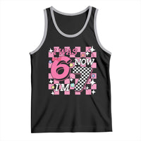 Pink Checkered I Was 6 Now I Am 7 Tank Top Girl Birthday Gift - Wonder Print Shop