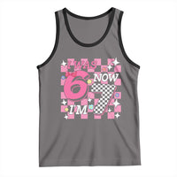 Pink Checkered I Was 6 Now I Am 7 Tank Top Girl Birthday Gift - Wonder Print Shop