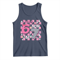 Pink Checkered I Was 6 Now I Am 7 Tank Top Girl Birthday Gift - Wonder Print Shop