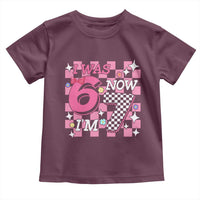 Pink Checkered I Was 6 Now I Am 7 Toddler T Shirt Girl Birthday Gift - Wonder Print Shop
