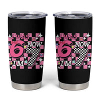 Pink Checkered I Was 6 Now I Am 7 Tumbler Cup Girl Birthday Gift - Wonder Print Shop