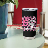 Pink Checkered I Was 6 Now I Am 7 Tumbler Cup Girl Birthday Gift - Wonder Print Shop