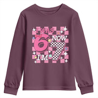 Pink Checkered I Was 6 Now I Am 7 Youth Sweatshirt Girl Birthday Gift - Wonder Print Shop