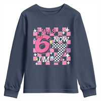 Pink Checkered I Was 6 Now I Am 7 Youth Sweatshirt Girl Birthday Gift - Wonder Print Shop