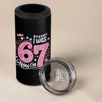Seventh Birthday Girl 4 in 1 Can Cooler Tumbler I Was 6 Now I Am 7 Meme - Wonder Print Shop