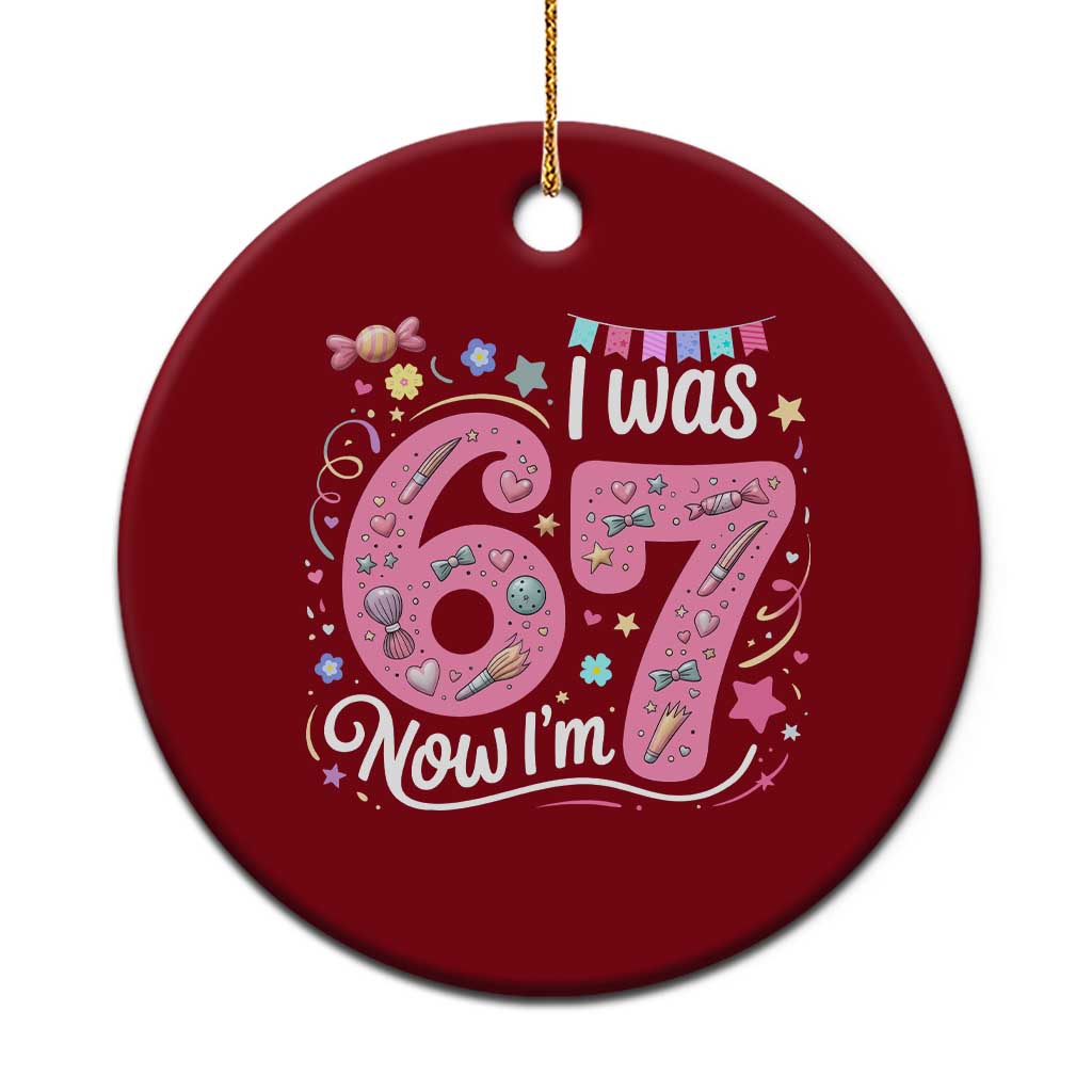 Seventh Birthday Girl Ceramic Ornament I Was 6 Now I Am 7 Meme - Wonder Print Shop