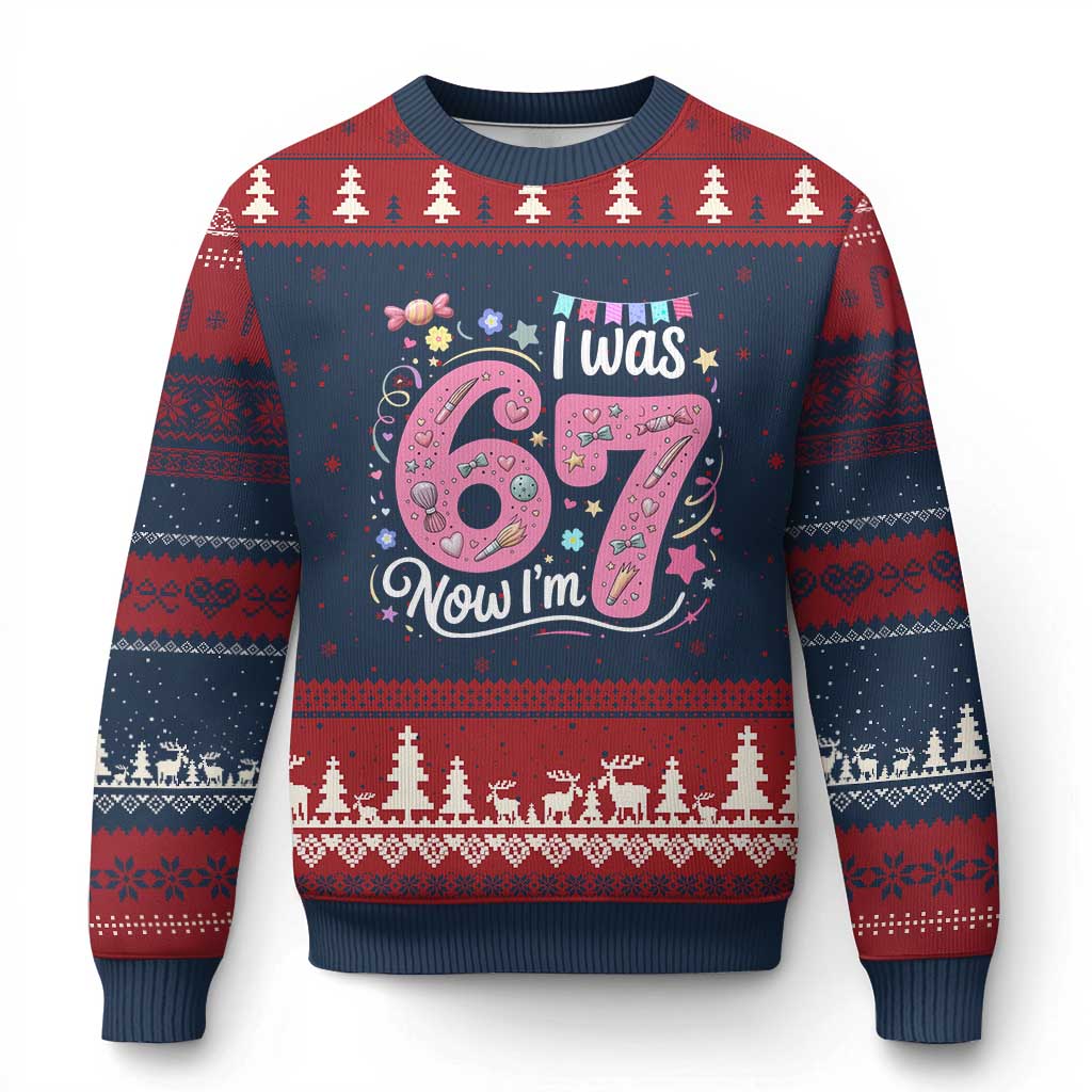 Seventh Birthday Girl Ugly Christmas Sweater I Was 6 Now I Am 7 Meme - Wonder Print Shop