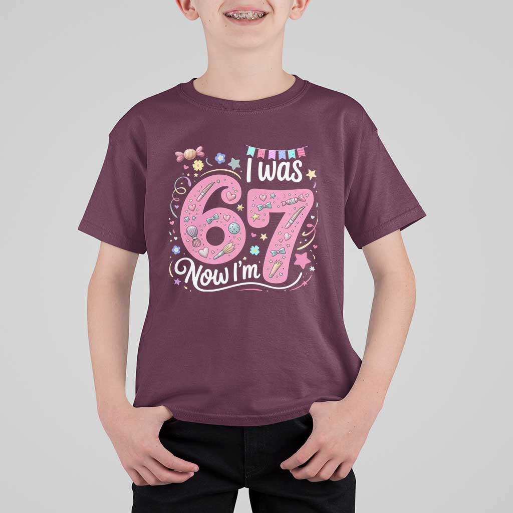 Seventh Birthday Girl T Shirt For Kid I Was 6 Now I Am 7 Meme - Wonder Print Shop