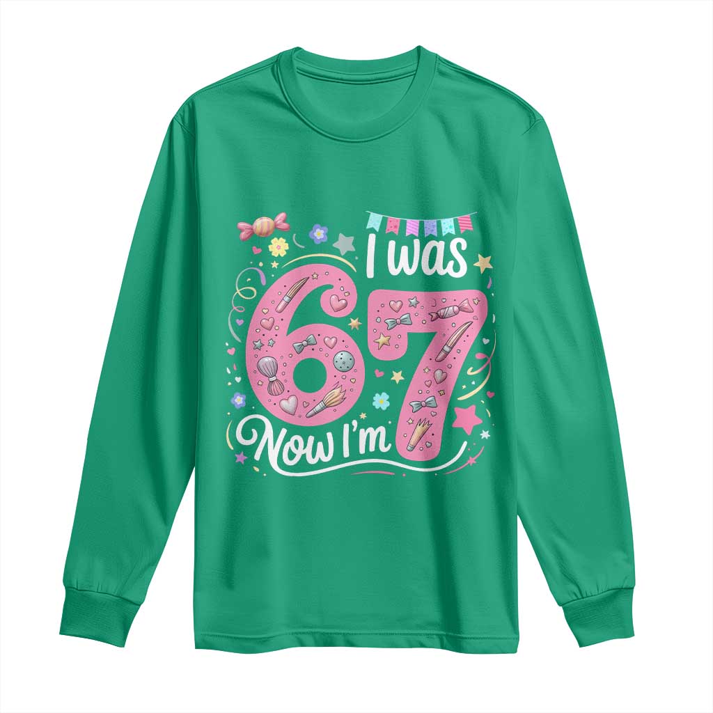 Seventh Birthday Girl Long Sleeve Shirt I Was 6 Now I Am 7 Meme - Wonder Print Shop