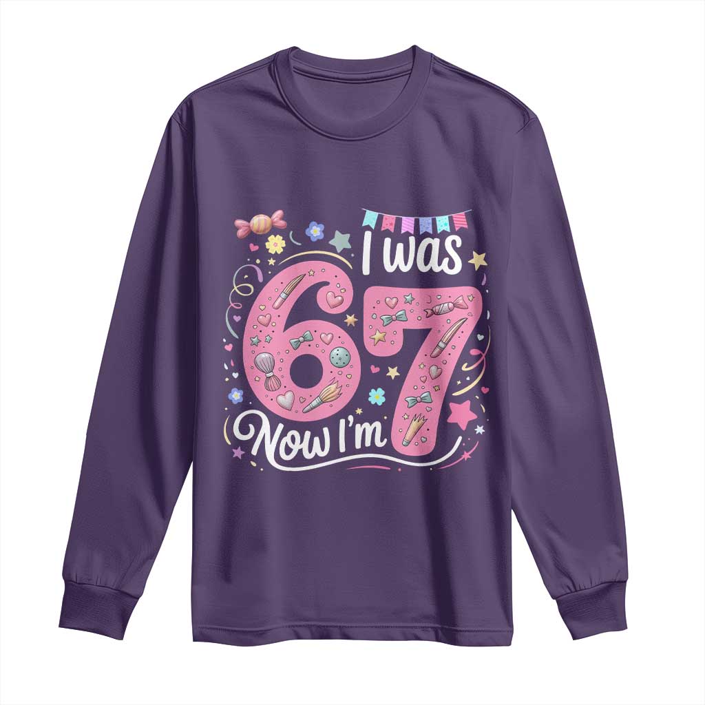 Seventh Birthday Girl Long Sleeve Shirt I Was 6 Now I Am 7 Meme - Wonder Print Shop