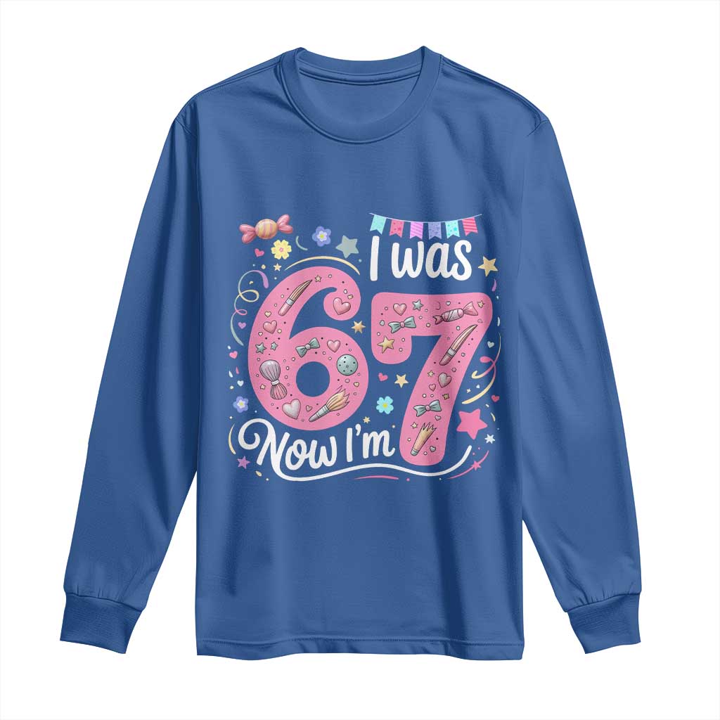 Seventh Birthday Girl Long Sleeve Shirt I Was 6 Now I Am 7 Meme - Wonder Print Shop