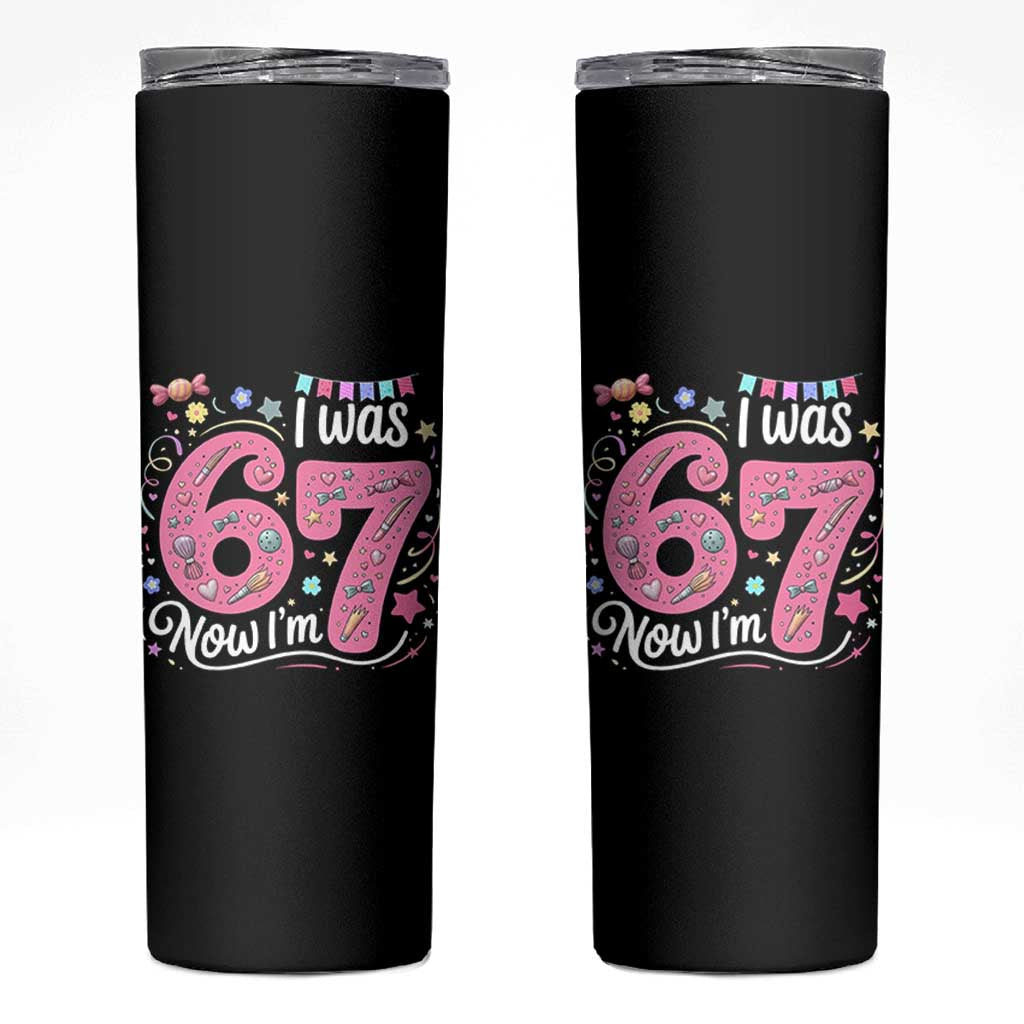 Seventh Birthday Girl Skinny Tumbler I Was 6 Now I Am 7 Meme - Wonder Print Shop