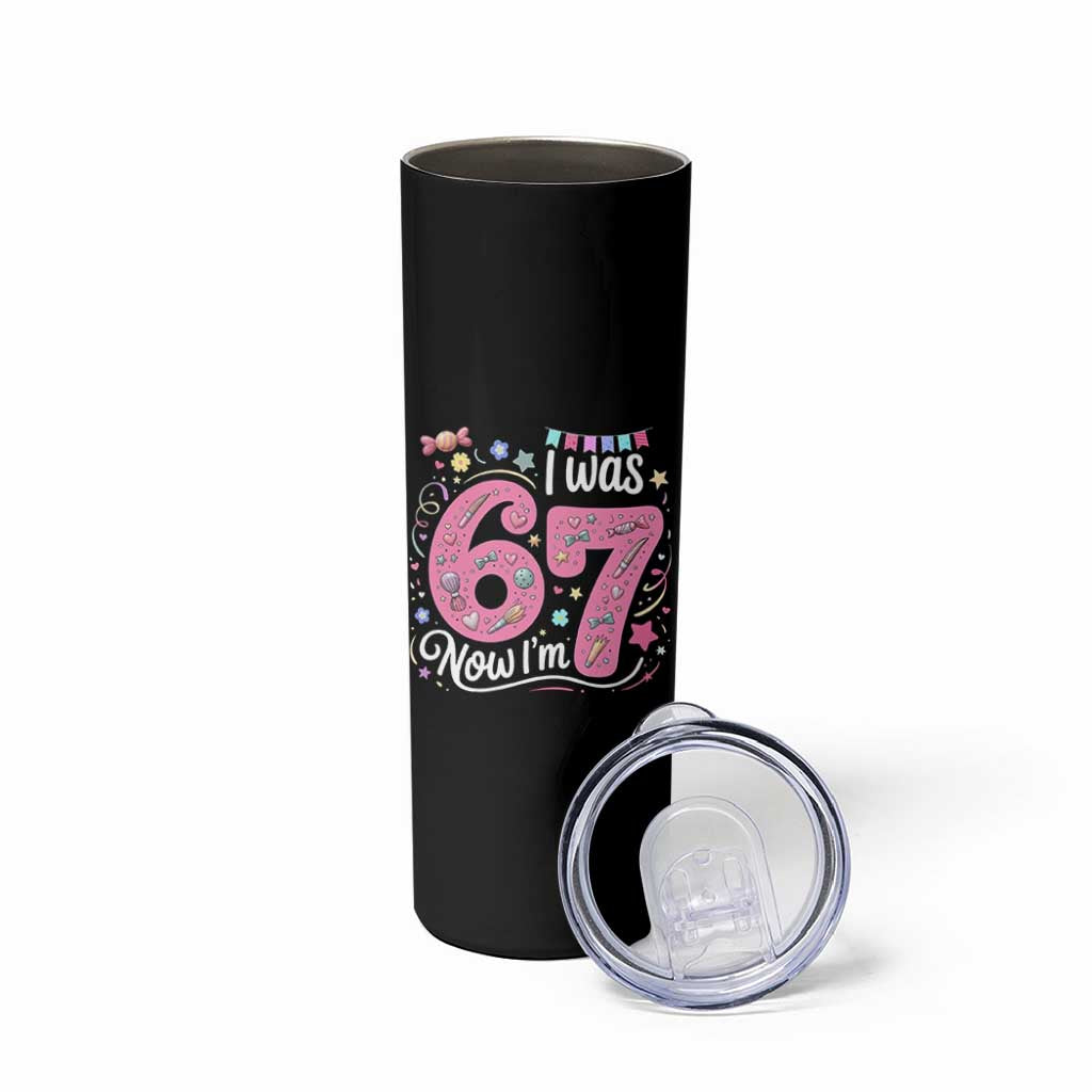 Seventh Birthday Girl Skinny Tumbler I Was 6 Now I Am 7 Meme - Wonder Print Shop