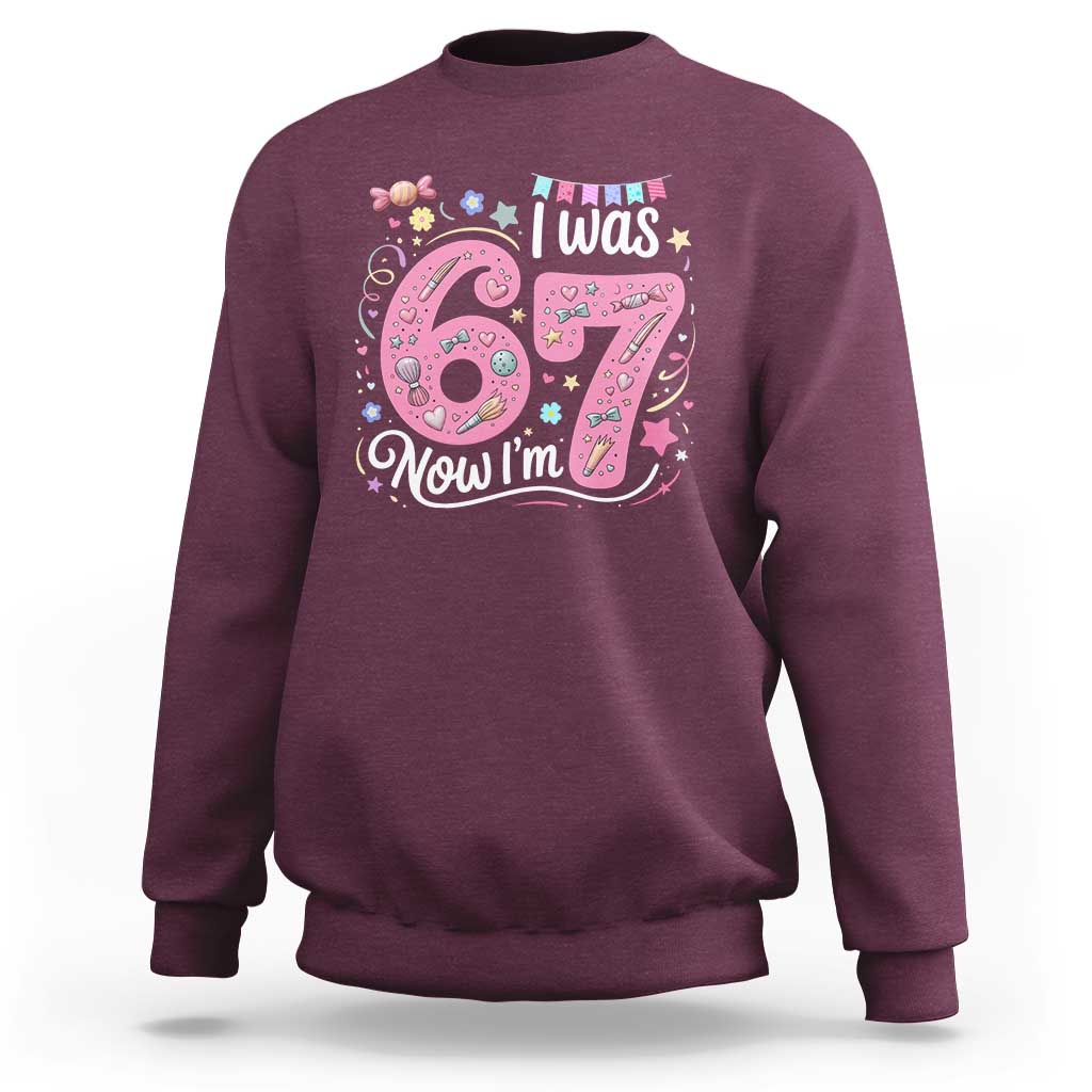 Seventh Birthday Girl Sweatshirt I Was 6 Now I Am 7 Meme - Wonder Print Shop