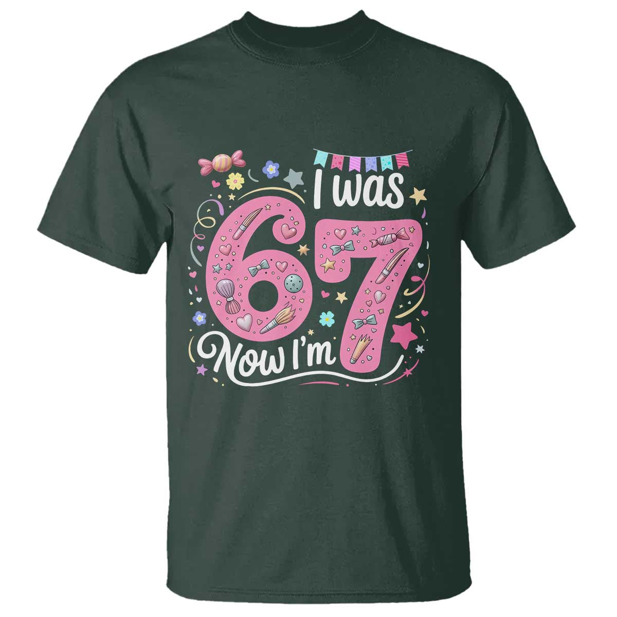 Seventh Birthday Girl T Shirt I Was 6 Now I Am 7 Meme - Wonder Print Shop