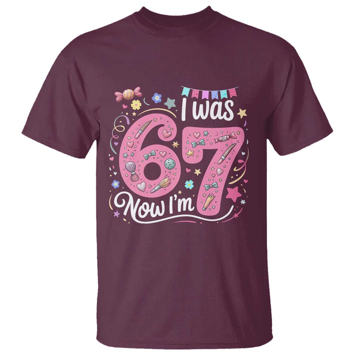 Seventh Birthday Girl T Shirt I Was 6 Now I Am 7 Meme - Wonder Print Shop