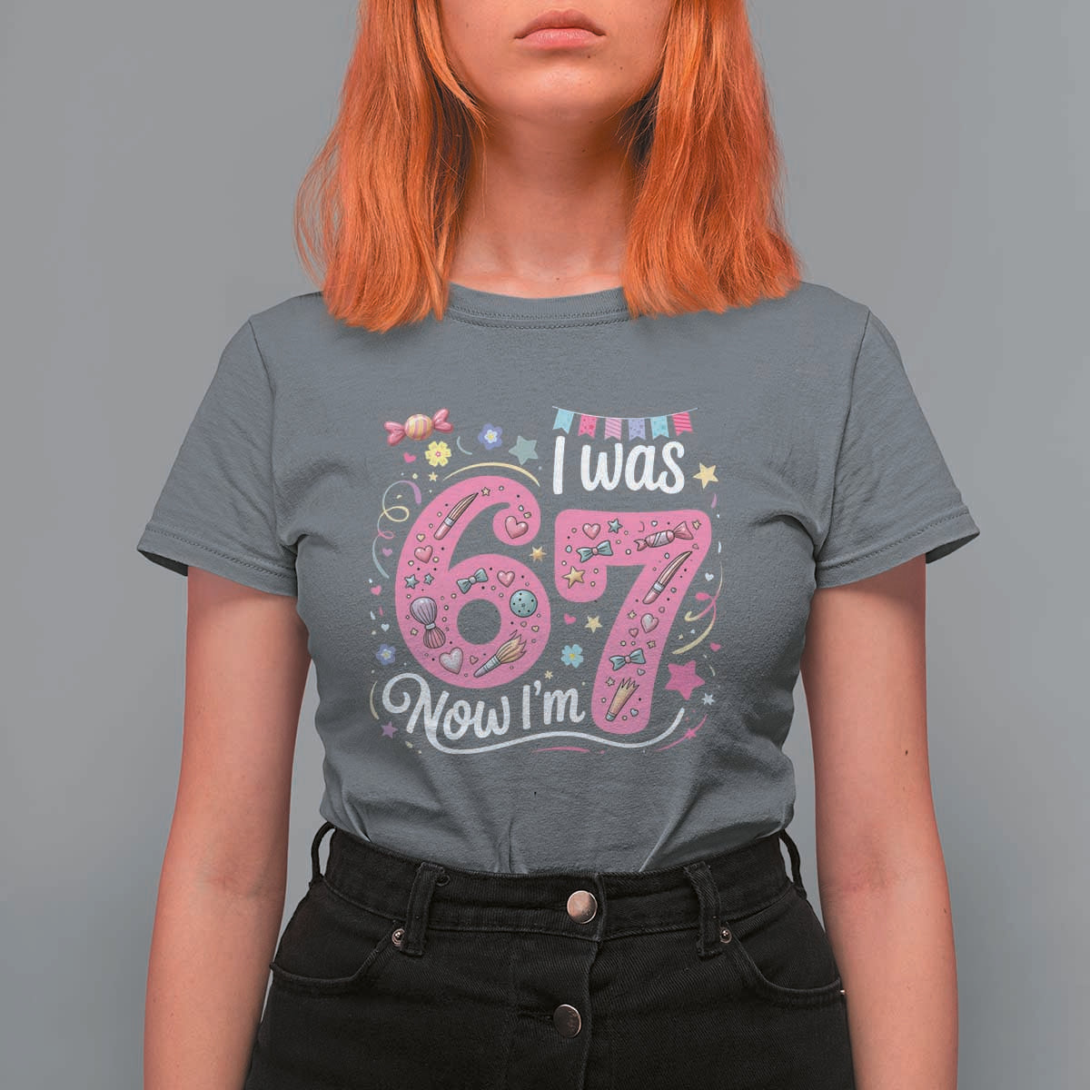 Seventh Birthday Girl T Shirt For Women I Was 6 Now I Am 7 Meme - Wonder Print Shop