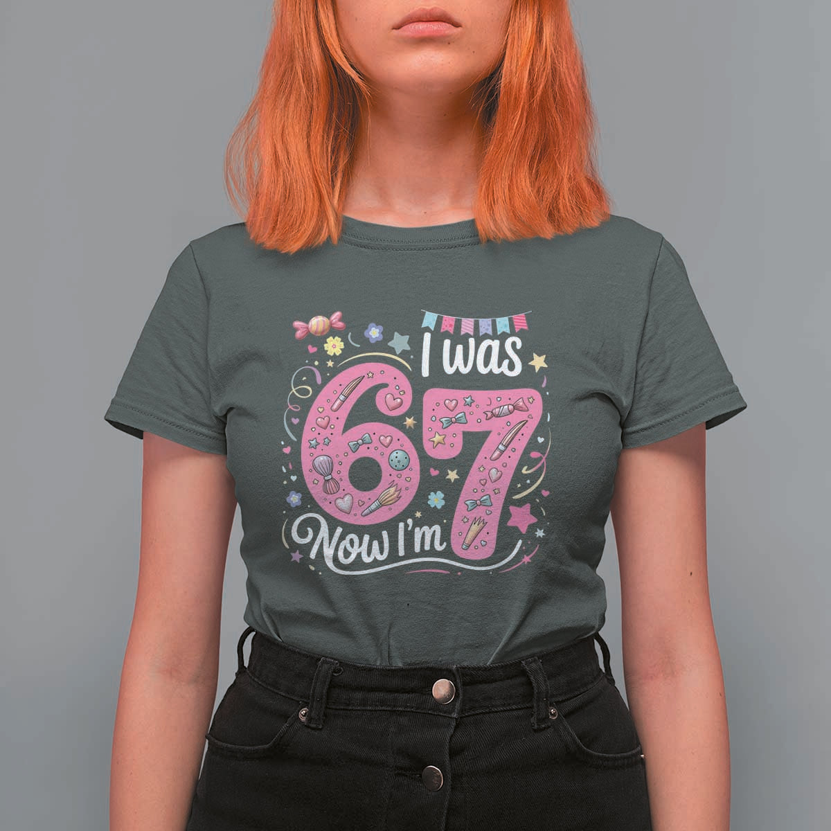 Seventh Birthday Girl T Shirt For Women I Was 6 Now I Am 7 Meme - Wonder Print Shop