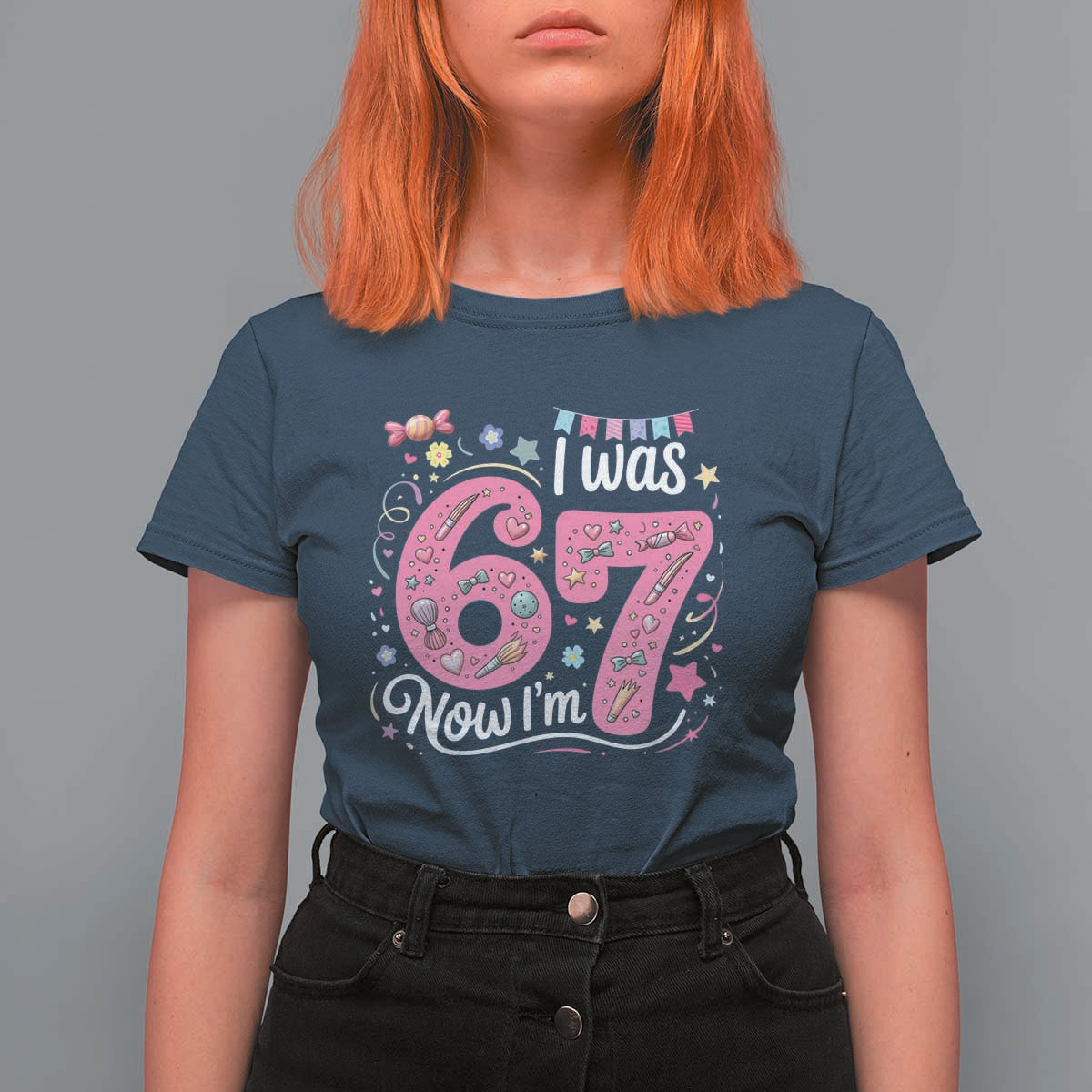 Seventh Birthday Girl T Shirt For Women I Was 6 Now I Am 7 Meme - Wonder Print Shop