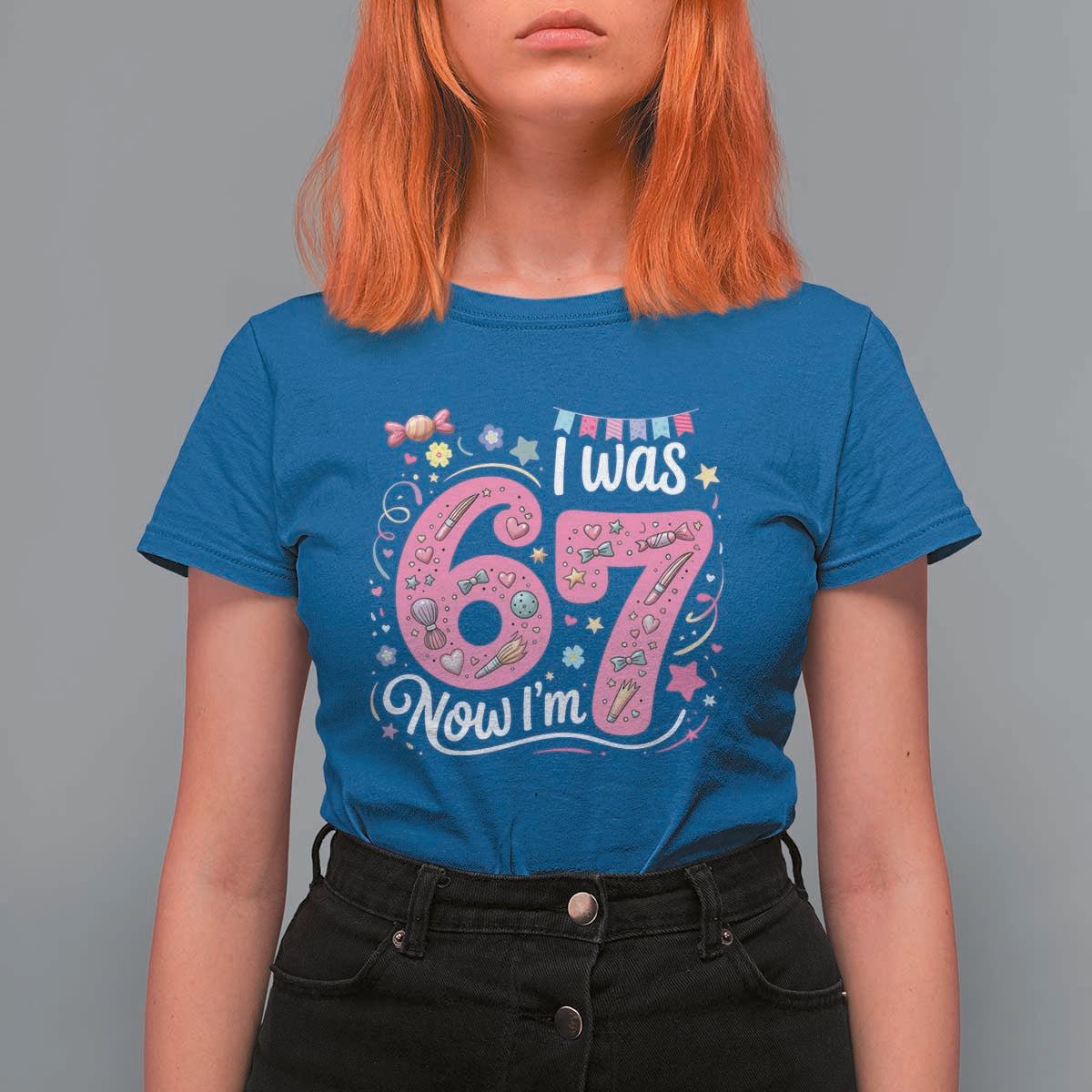 Seventh Birthday Girl T Shirt For Women I Was 6 Now I Am 7 Meme - Wonder Print Shop