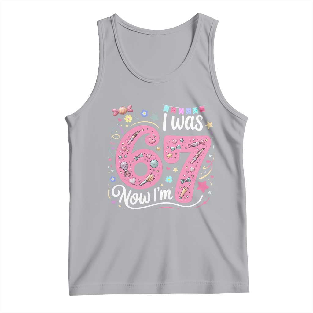 Seventh Birthday Girl Tank Top I Was 6 Now I Am 7 Meme - Wonder Print Shop