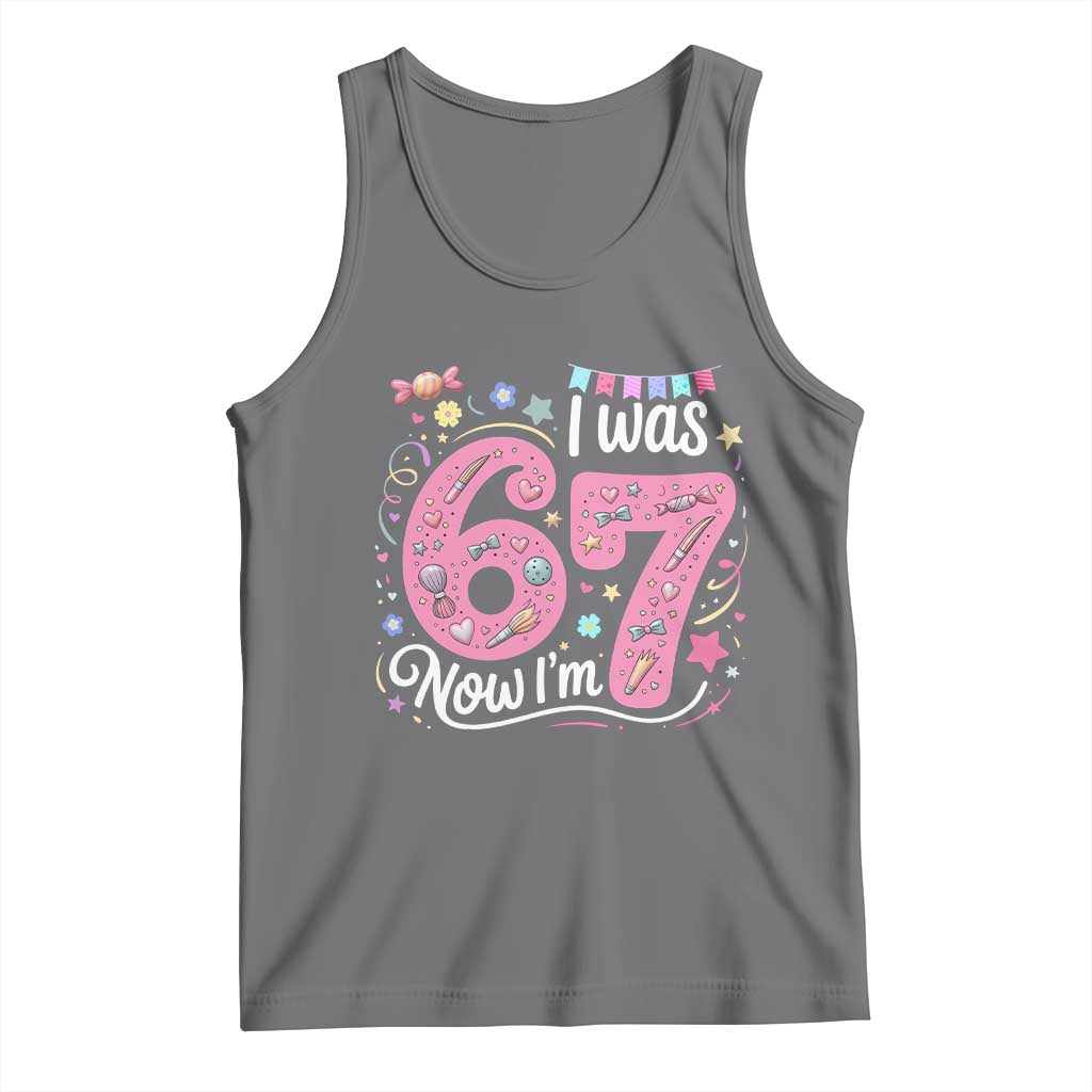 Seventh Birthday Girl Tank Top I Was 6 Now I Am 7 Meme - Wonder Print Shop