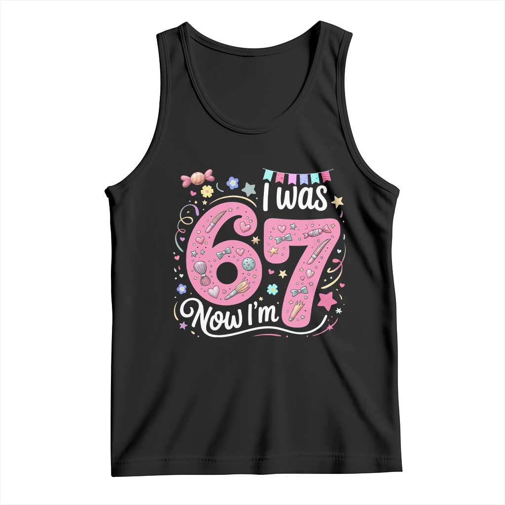 Seventh Birthday Girl Tank Top I Was 6 Now I Am 7 Meme - Wonder Print Shop
