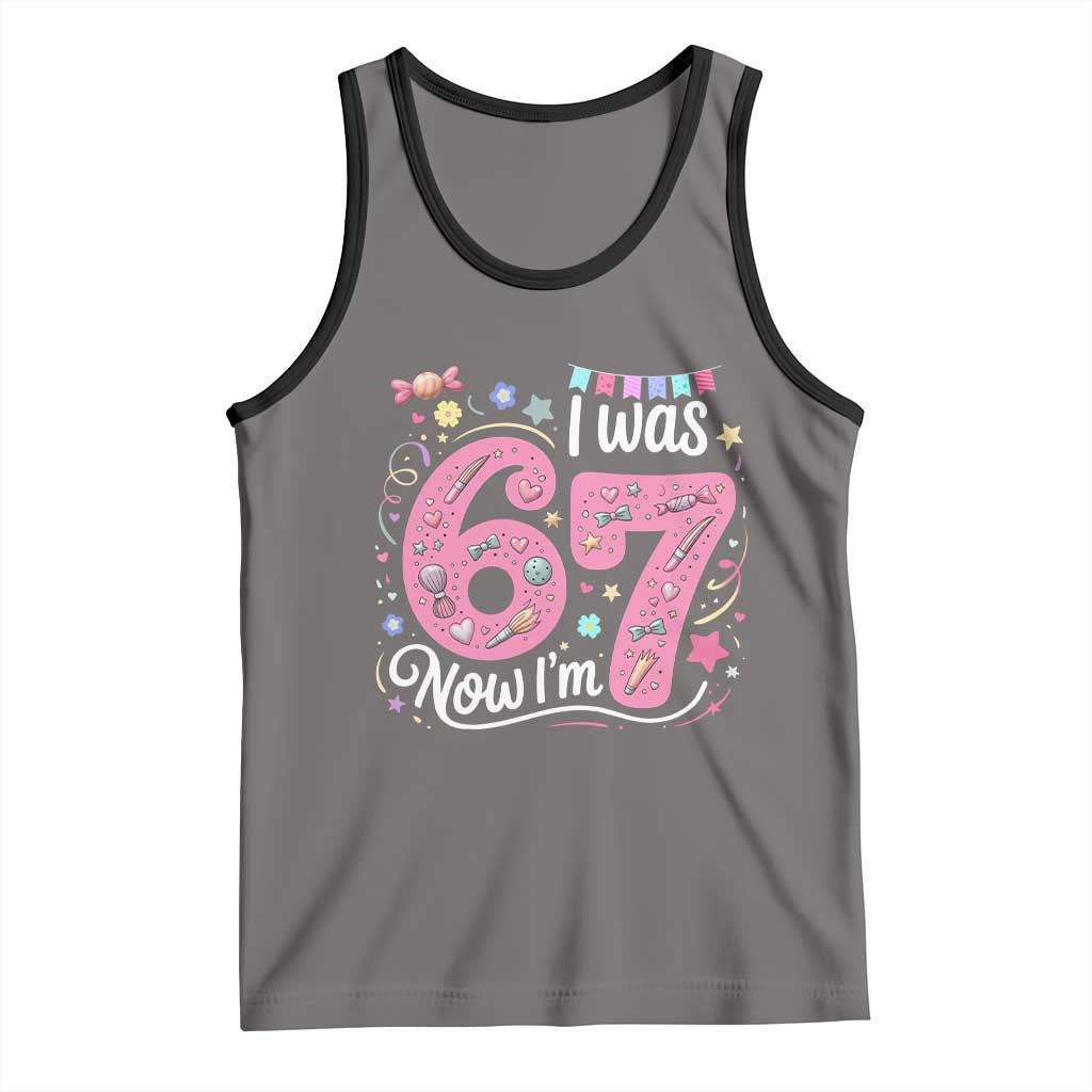 Seventh Birthday Girl Tank Top I Was 6 Now I Am 7 Meme - Wonder Print Shop