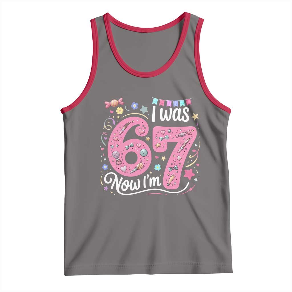 Seventh Birthday Girl Tank Top I Was 6 Now I Am 7 Meme - Wonder Print Shop