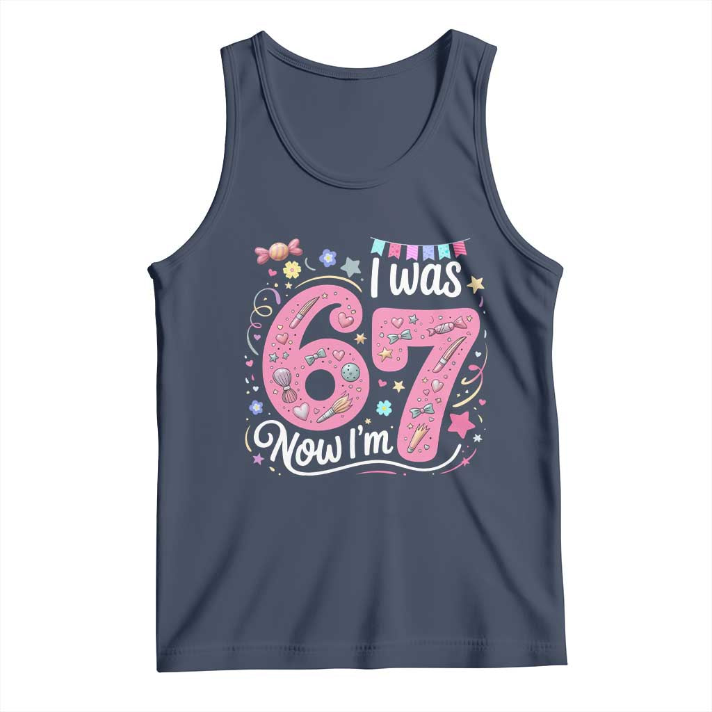 Seventh Birthday Girl Tank Top I Was 6 Now I Am 7 Meme - Wonder Print Shop