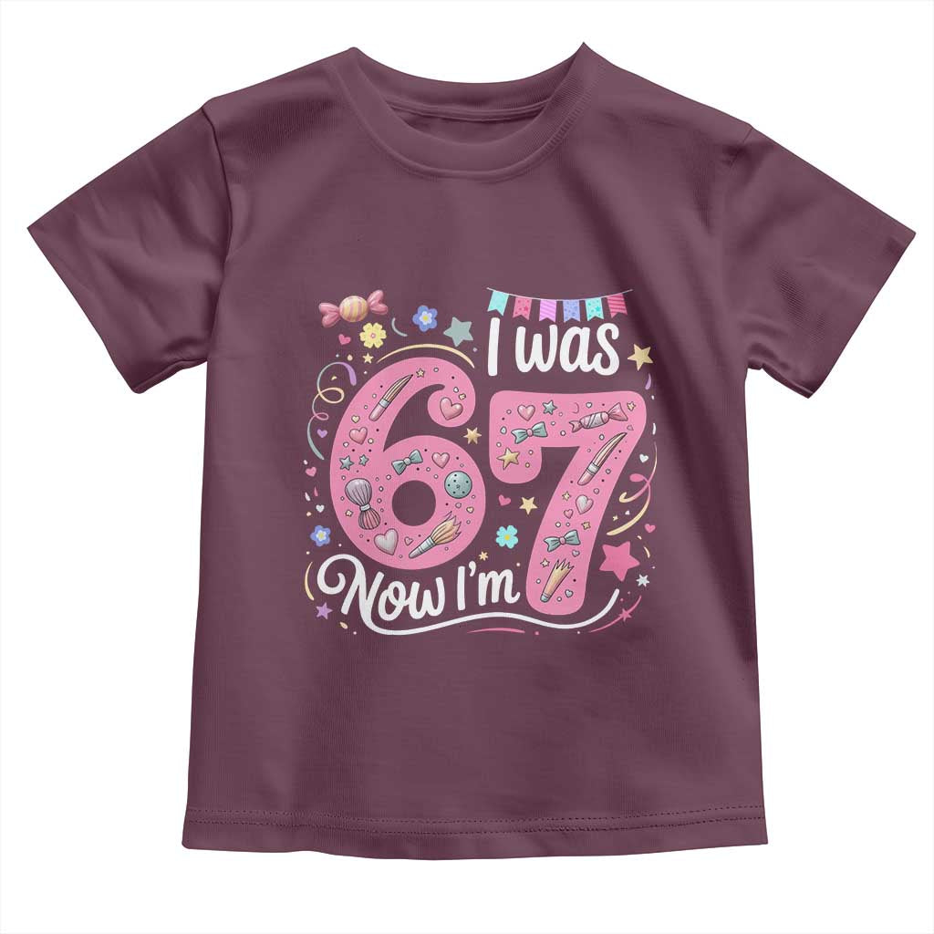 Seventh Birthday Girl Toddler T Shirt I Was 6 Now I Am 7 Meme - Wonder Print Shop