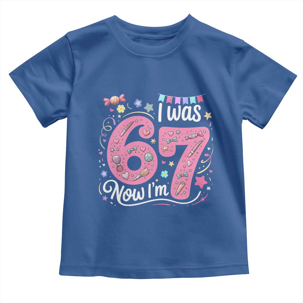 Seventh Birthday Girl Toddler T Shirt I Was 6 Now I Am 7 Meme - Wonder Print Shop