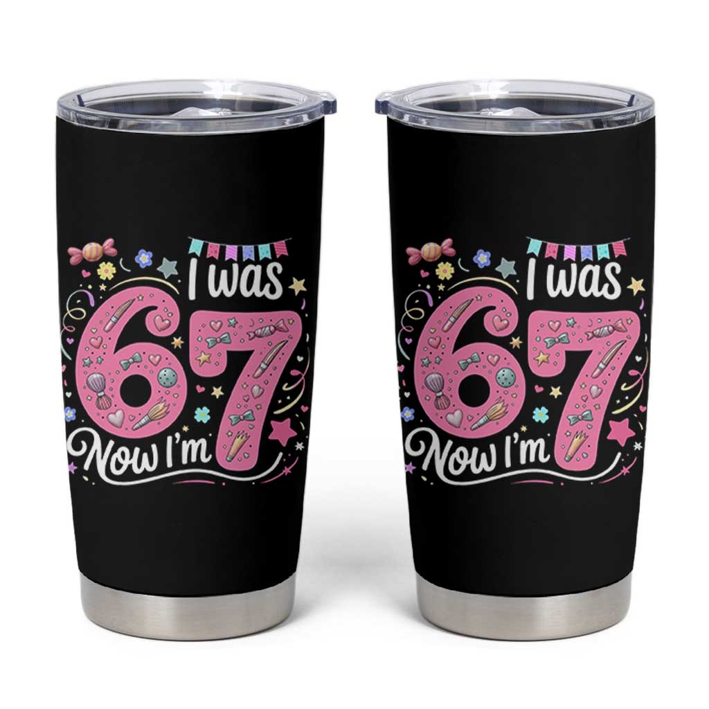 Seventh Birthday Girl Tumbler Cup I Was 6 Now I Am 7 Meme - Wonder Print Shop