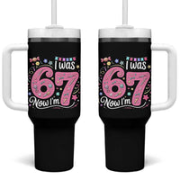 Seventh Birthday Girl Tumbler With Handle I Was 6 Now I Am 7 Meme - Wonder Print Shop