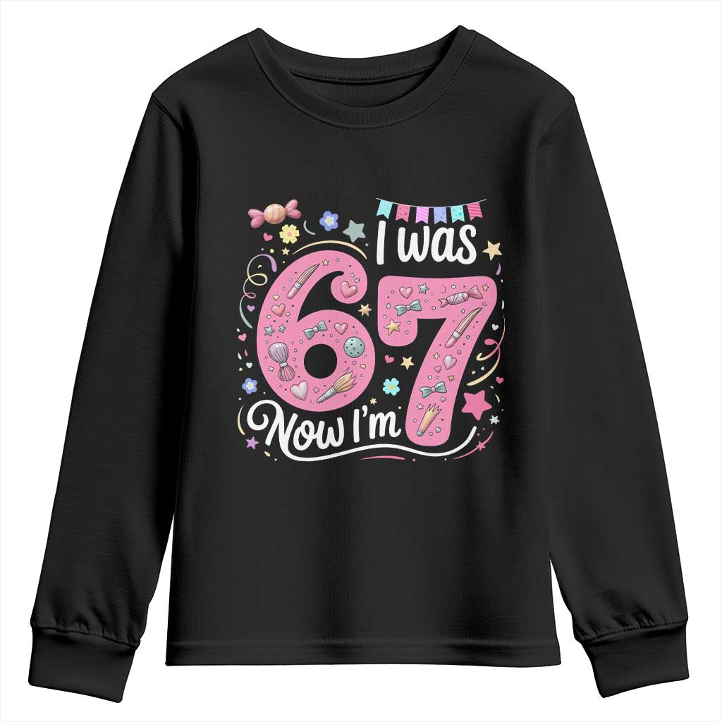 Seventh Birthday Girl Youth Sweatshirt I Was 6 Now I Am 7 Meme - Wonder Print Shop