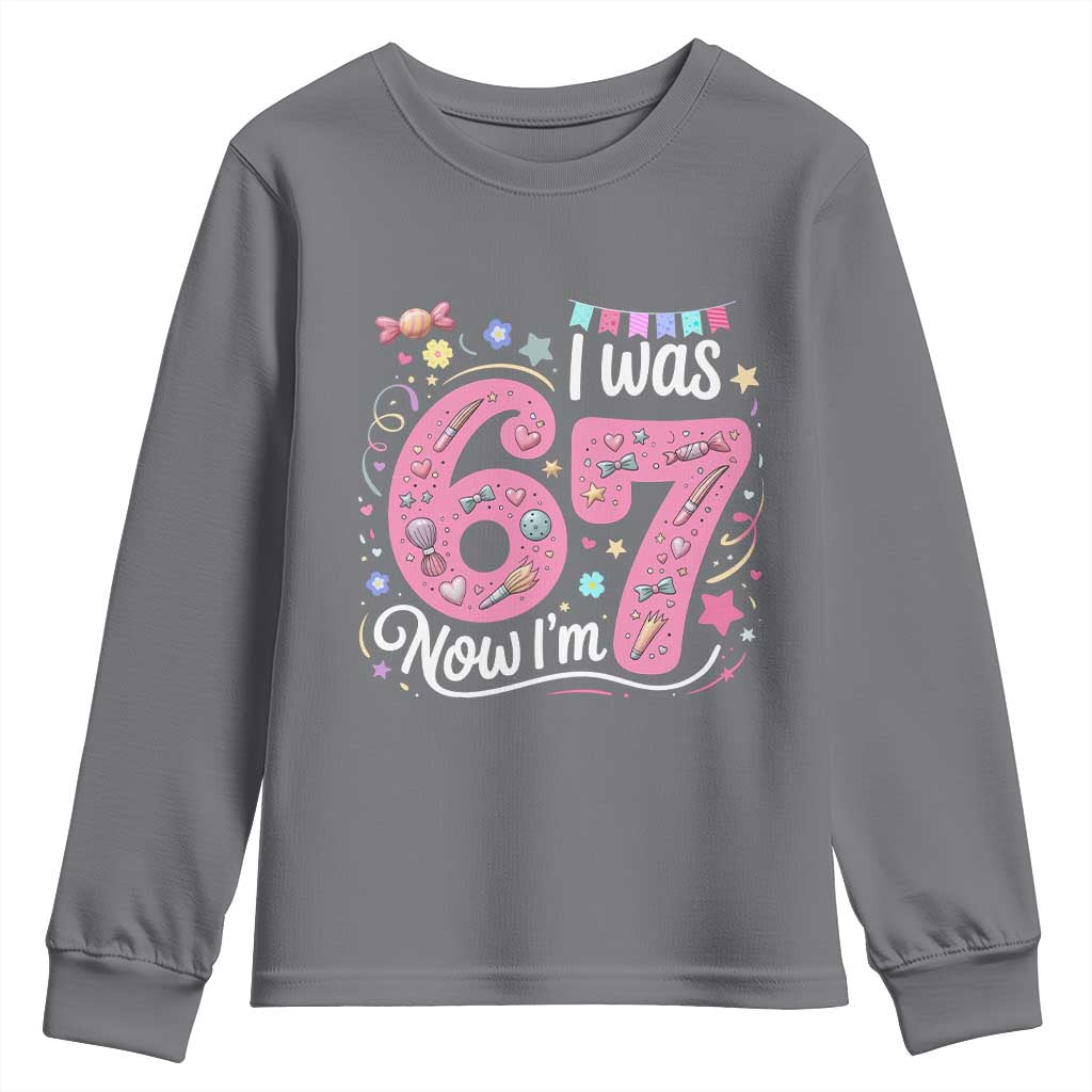 Seventh Birthday Girl Youth Sweatshirt I Was 6 Now I Am 7 Meme - Wonder Print Shop
